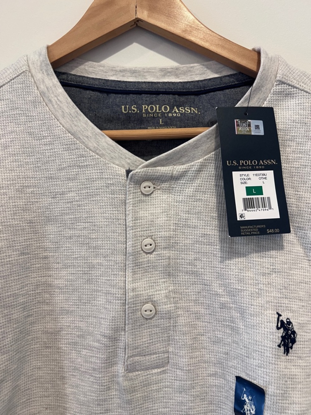 U.S. Polo Assn. Light Gray Henley Long-Sleeve Shirt - Picture 3 of 5